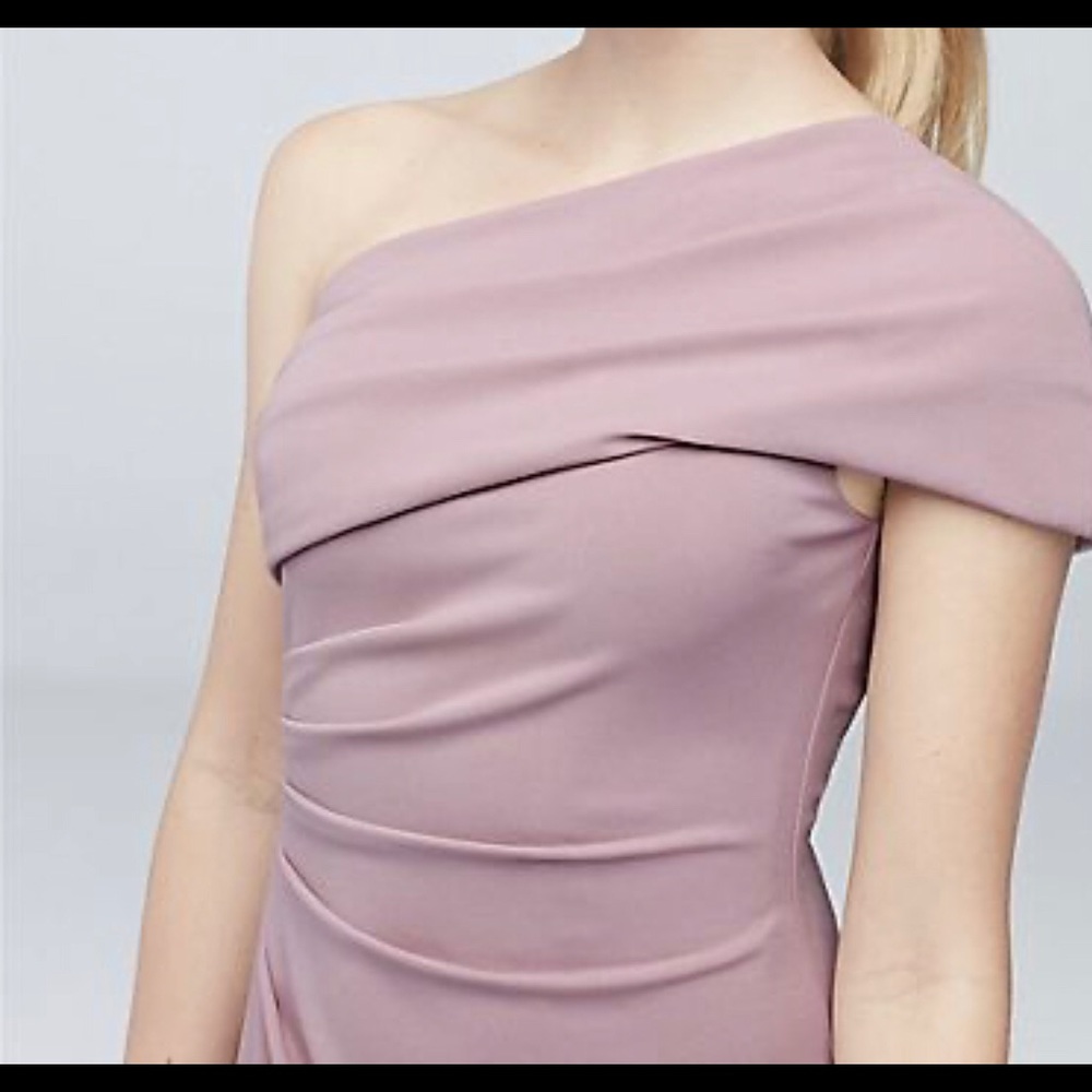 🔥Ruched One-Shoulder Stretch Crepe Bridesmaids🔥 - Picture 5 of 5